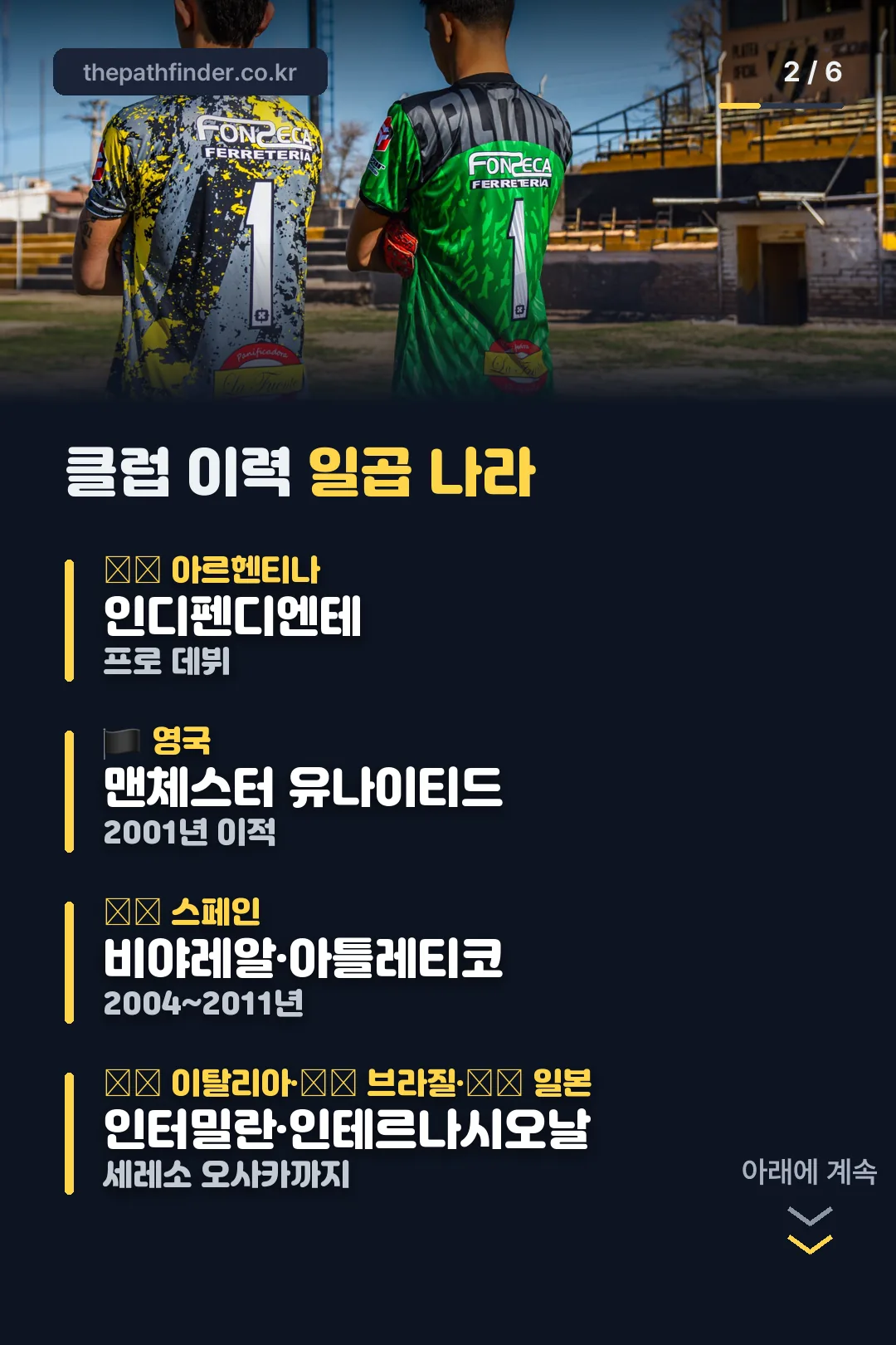 포를란이 거친 일곱 나라 클럽