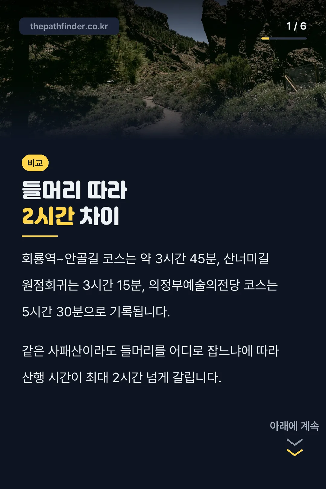 코스별 시간 비교