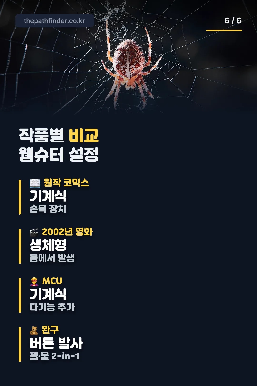 작품별 설정 비교